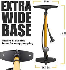 BV Bicycle Pump Durable Bike Floor Pump 17/24 inch Smart Valve Head, 160 psi