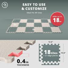 bemaxx Gym Mats Set - 18 pcs EVA Interlocking Foam Floor Tiles (12.6"x12.6"x0.4") 18sqft Protective Gym Flooring