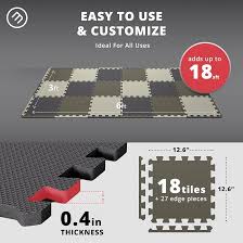 bemaxx Gym Mats Set - 18 pcs EVA Interlocking Foam Floor Tiles (12.6"x12.6"x0.4") 18sqft Protective Gym Flooring