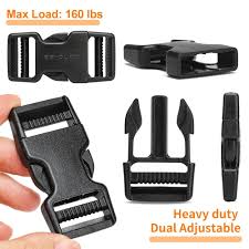 Buckles and Straps Set 1": 6 Yards of Thick Nylon Webbing, 6-Pack Heavy Duty Adjustable Quick Side Release Plastic Buckles,