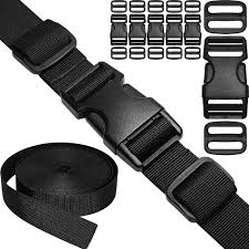 Buckles and Straps Set 1": 6 Yards of Thick Nylon Webbing, 6-Pack Heavy Duty Adjustable Quick Side Release Plastic Buckles,