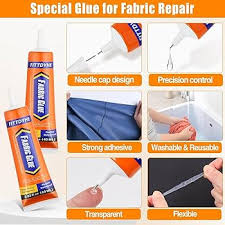 Fabric Glue Permanent, 60 ML Washable Clear Clothing Glue, Super Fabric Adhesive for Rhinestones,