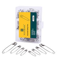 300 Pack Safety Pins Assorted, 4 Different Sizes, Strong Nickel Plated Steel