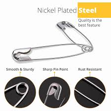 300 Pack Safety Pins Assorted, 4 Different Sizes, Strong Nickel Plated Steel