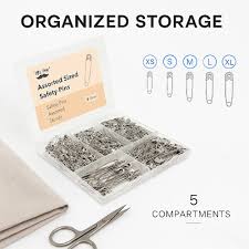 300 Pack Safety Pins Assorted, 4 Different Sizes, Strong Nickel Plated Steel