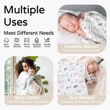 Yoofoss Hooded Baby Towels for Newborn 2 Pack 100% Muslin Organic Cotton Baby Bath Towel with Hood for Babies, Infant