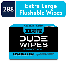 DUDE Wipes - Flushable Wipes - 6 Pack, 288 Wipes - Unscented Extra-Large Adult Wet Wipes - Vitamin-E & Aloe - Septic and Sewer Safe