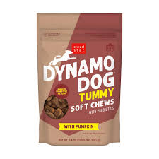 Cloud Star Dynamo Dog Tummy Treats – Soft & Chewy Probiotics Support for Dogs (14 oz. Pumpkin and Ginger) (20212)