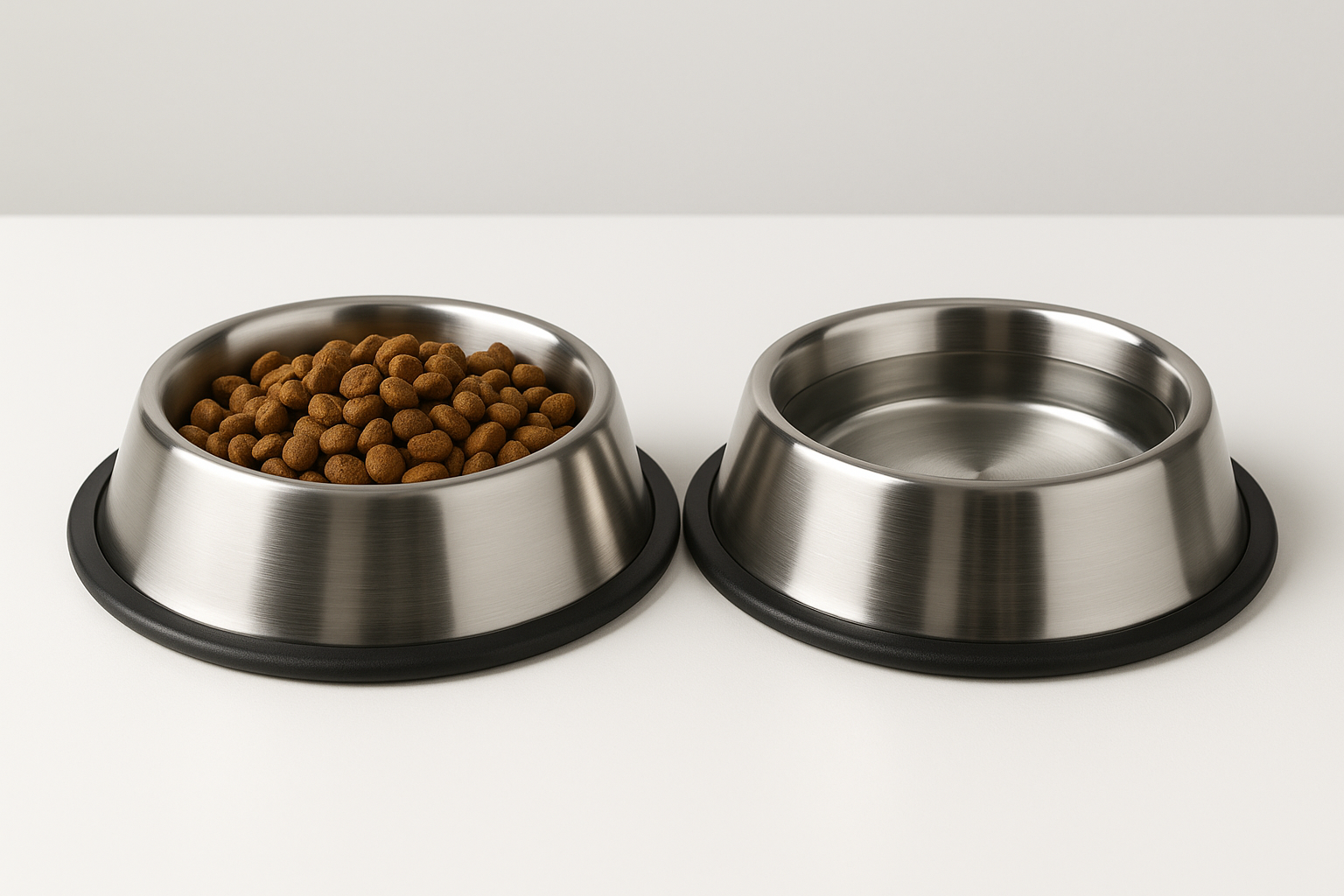tainless steel pet bowls with anti slip rubber base to prevent pets from tipping over - Durable indoor dog and cat food and water bowls suitable for pet cats and dogs from small to large